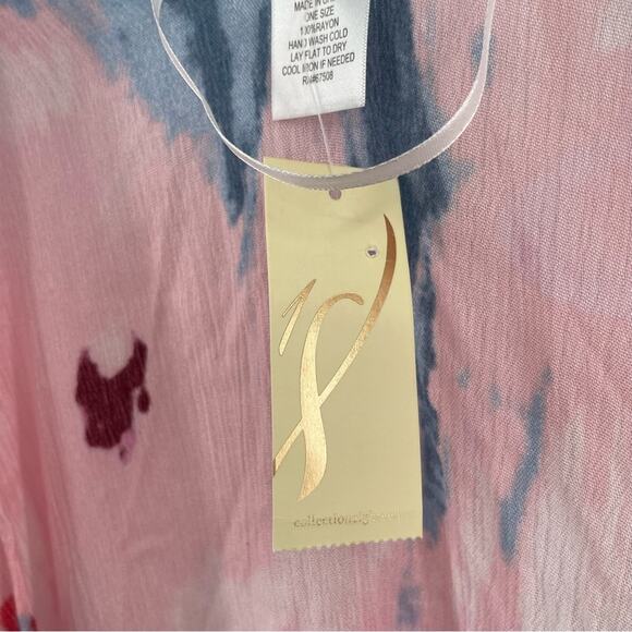 COLLECTION EIGHTEEN Wrap Scarf NWT Warm Pink Multi Spring Lightweight Colorful - Picture 10 of 14